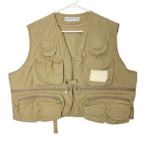 Vintage 90s Camel Vest Mens Size Large XL Unisex Tan Utility Fisher Hiker